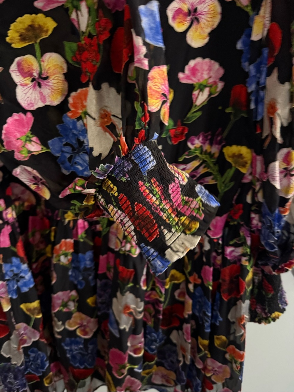 alice + olivia Black Floral Shirt Dress - Picture 6 of 8